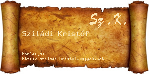 Sziládi Kristóf névjegykártya